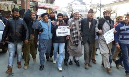 JRL stages protest in Downtown Srinagar against rights violations, arrests
