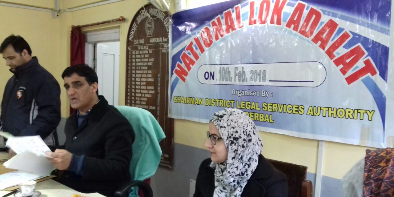National Lok Adalat held at Ganderbal, 457 cases were taken up in which 274 cases disposed off