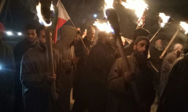 Candlelight protest in Maqbool Bhat’s village on eve of anniversary