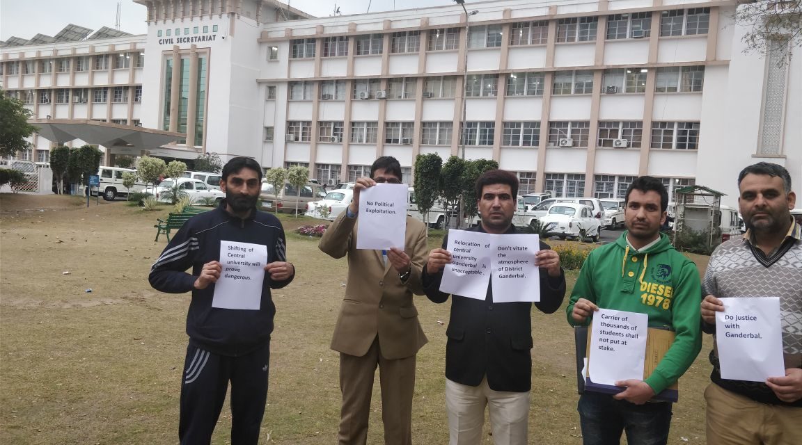 Civil society Ganderbal protest in Jammu against any move to shift central University
