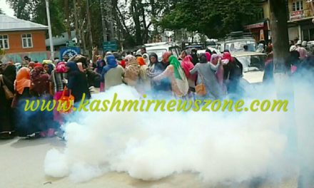 Anganwadi workers protest police use smoke shells to disperse them in Ganderbal