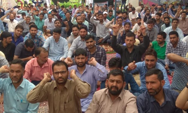 South Kashmir Patwari associations protested in mini Secretariat Kulgam under the banner of all Jammu And Kashmir Patwarie Association
