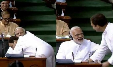 Rahul hugs Modi and says this is Congress