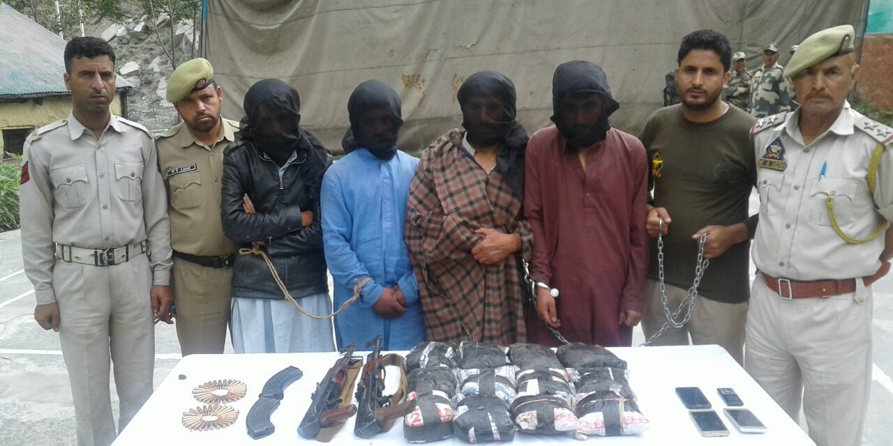 Four held with Brown sugar, arms and ammunition in Kupwara