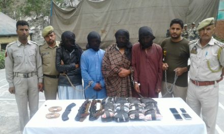 Four held with Brown sugar, arms and ammunition in Kupwara