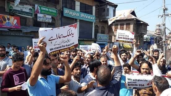Civil society and citizens council Tral protests ahead of article 35-A hearing tomorrow