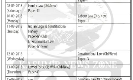 KU: Date Sheet for LLB (Academicľ 1st year Backlog & 2nd year REGULAR /BACKLOG Candidates (Distance Mode)