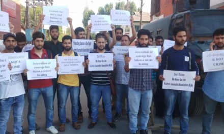 Kashmir Journalists Association (KJA) held a protest demonstration on Wednesday demanding the release of Journalist Asif Sultan