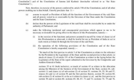 Proclamation issued, president’s rule imposed in J&K