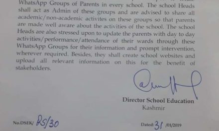 ﻿School education dept in Kashmir directs schools to create WhatsApp groups