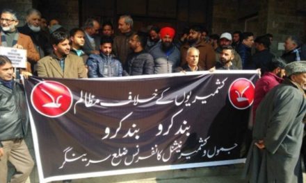 NC activists protest against harassment of Kashmiris outside valley