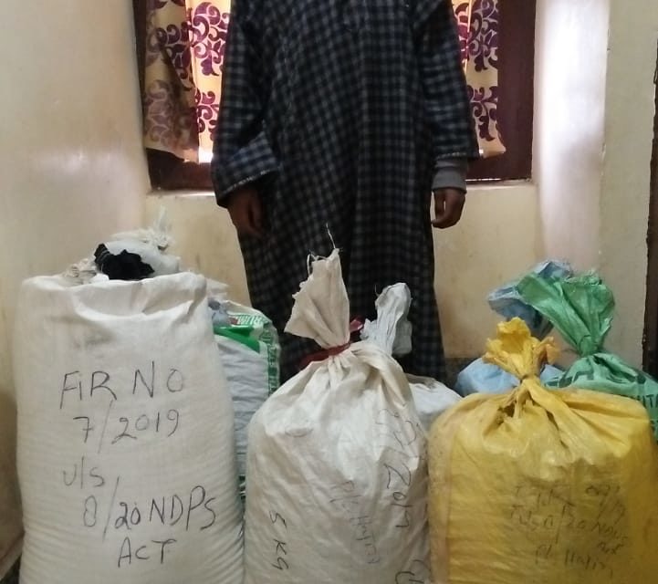 Bandipora Police continues its War against  drugs and arrested a Person with 70 KG of Charas powder.