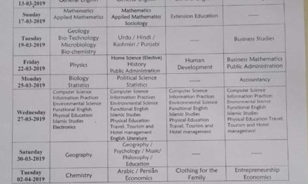 JKBOSE: REVISED Date Sheet for Class  12th.