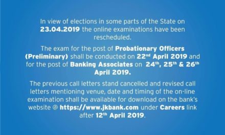 JK Bank reschedules probationary officer and banking associate exams