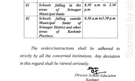 DSEK orders change in school timing from May 01
