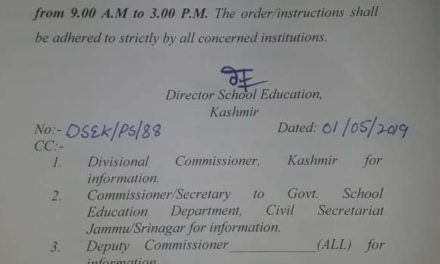 DSEK modifies previous order, changes school timings in Srinagar
