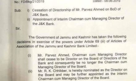 Pervez Ahmad removed as chairman J&K Bank, RK Chhibber nominated interim chairman