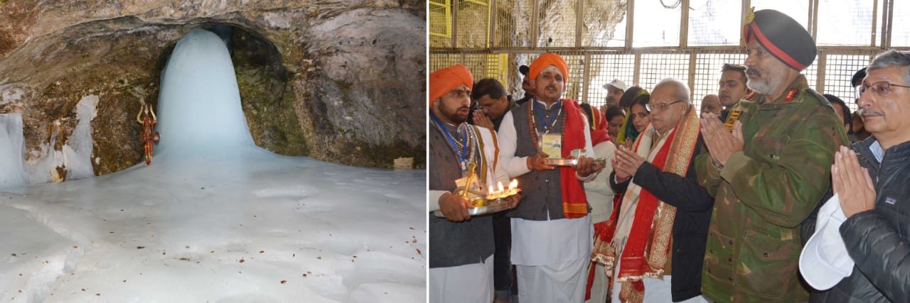 Governor pays obeisance at the Holy Cave; prays for sustained peace, harmony in J&K