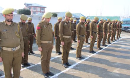 On the eve of Martyr’s Day Police personnel observe two minutes silence at PHQ