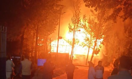 Massive fire engulfs inside Police Training School Manigam in Ganderbal