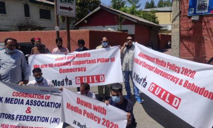 Protest against new media policy in Srinagar