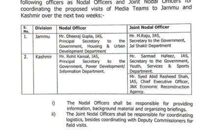 Media teams to visit J&K, Govt appoints nodal officers