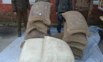 Kulgam Police seized 12 Bags of Govt Rice and 06 Bags of Govt Flour meant for black Marketing and arrested two persons