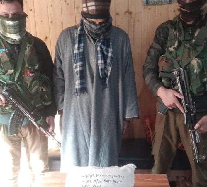 Ganderbal Police Arrested Another Drug Peddler with 3KG Bung Powder