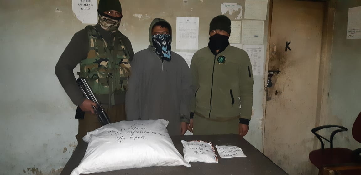 Ganderbal police arrested Drug peddler in Kangan with 10KG contraband substances