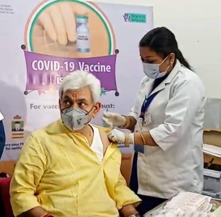 J&K LG Manoj Sinha gets first dose of COVID-19 vaccine