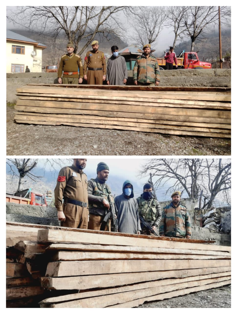 Ganderbal Police Seized huge quantity illicit timber;one arrested