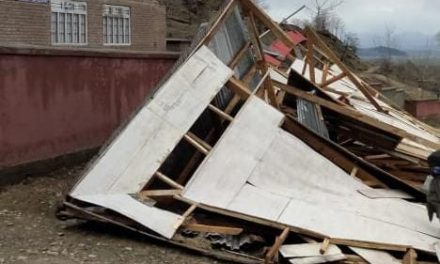 Gusty winds damage rooftop of school building in Bijbehara