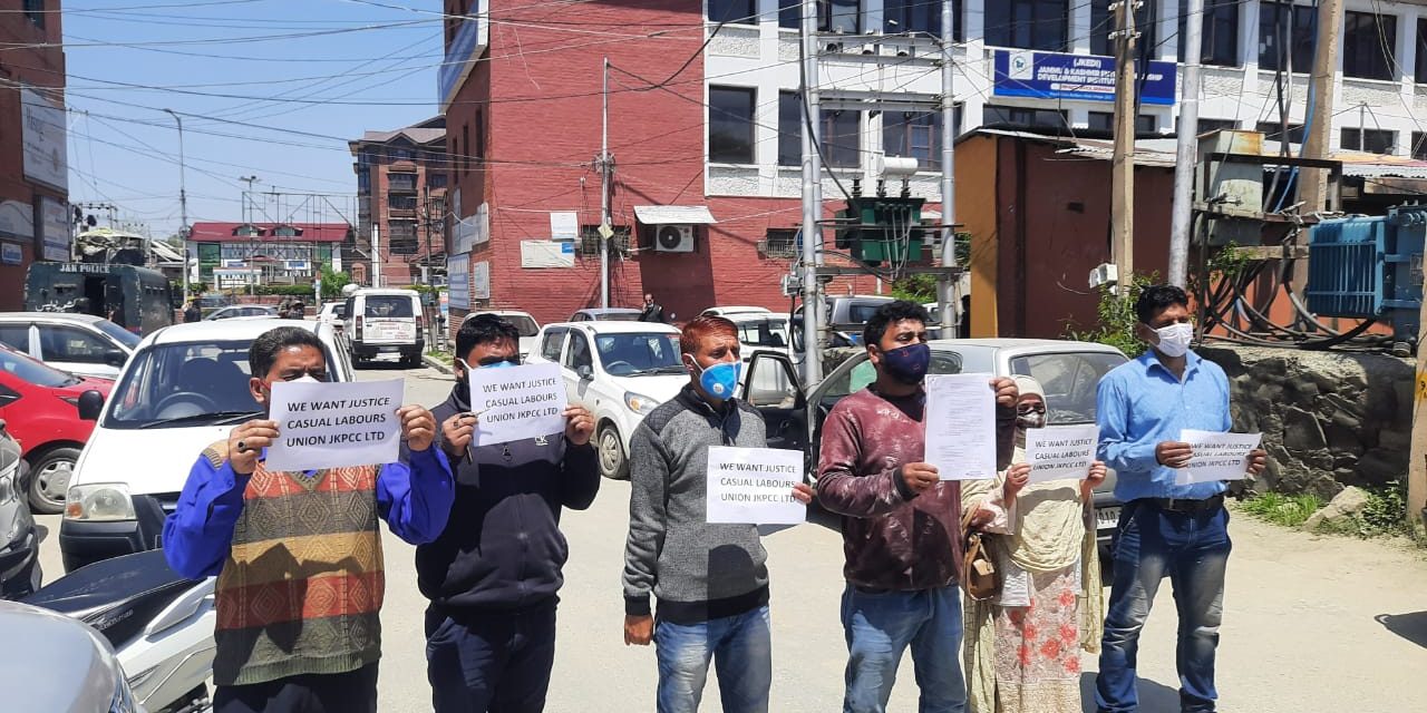 Casual Labourers JKPCC Demand Release of Pending Wages