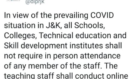 No teachers and other staff required to attend schools and colleges in Jammu and Kashmri: Govt