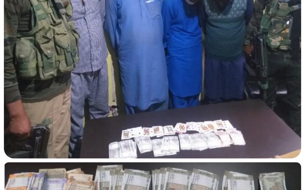 Ganderbal Police arrested four gamblers;stake money recovered