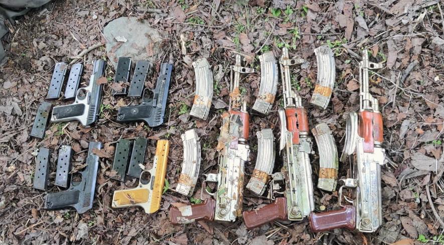 03 AK rifles, 04 pistols recovered along LoC in Tangdhar Kupwara: Police