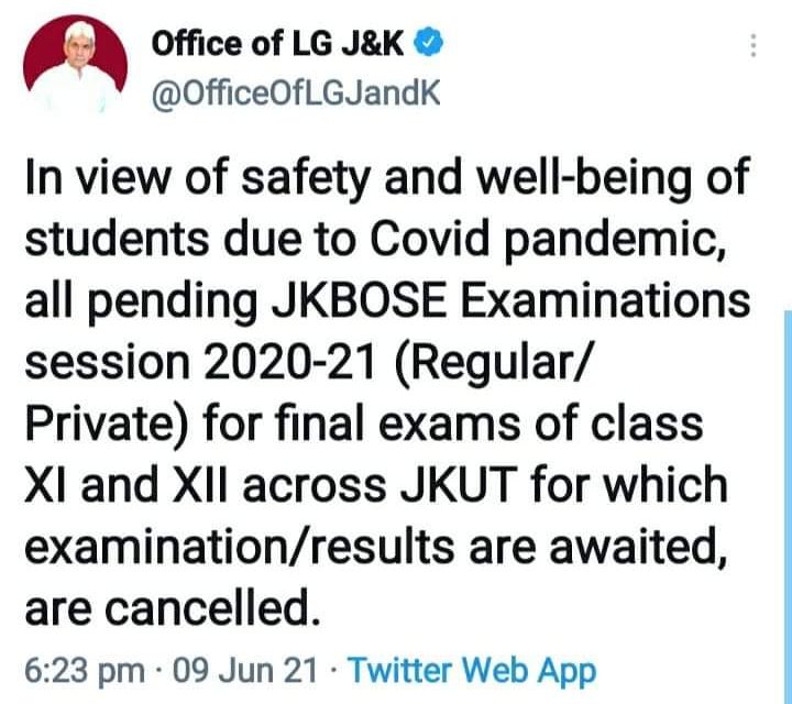 Amid pandemic, Govt cancels pending 11th, 12th exams