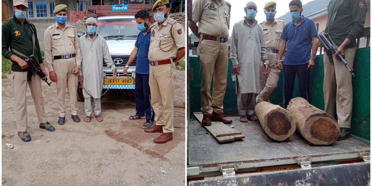 Ganderbal Police seized illicit timber in Benhama Ganderbal;Smugglers Arrested