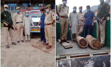 Ganderbal Police seized illicit timber in Benhama Ganderbal;Smugglers Arrested