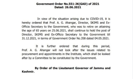 Dr Ahangar gets 6 months extension as Director SKIMS