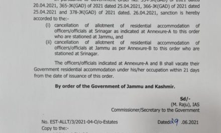 J&K cancels residential accommodation of ”darbar move” employees