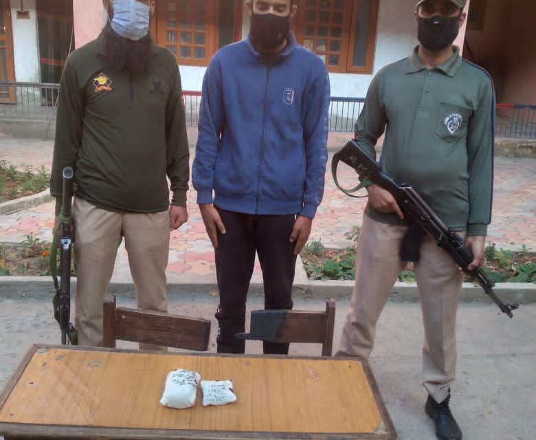 Ganderbal Police arrested one drug peddler;100 gram charas recovered