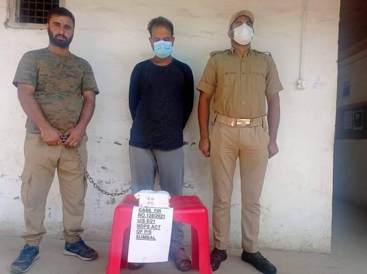 Bandipora police arrested a drug peddler at Bazipora Ajas.Contraband substances recovered,FIR registered