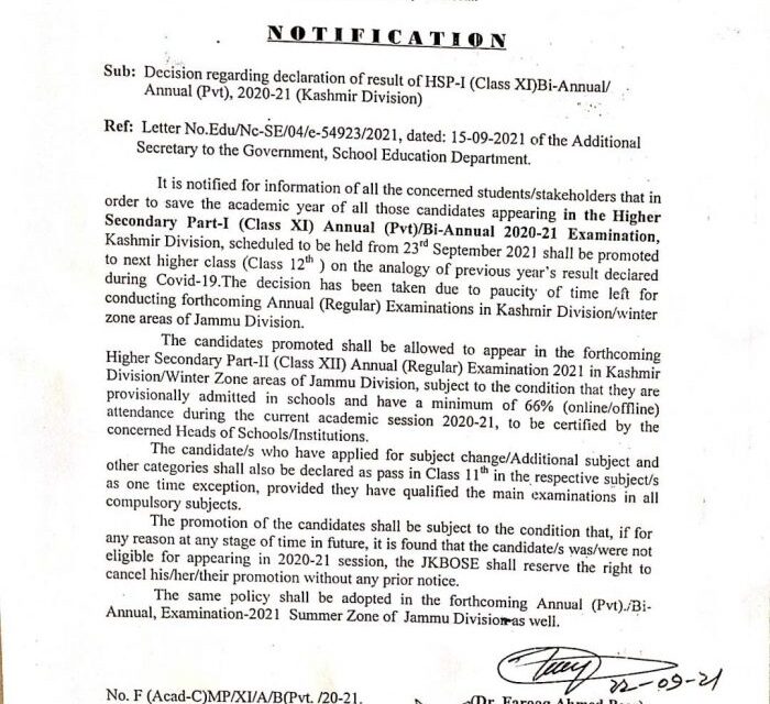 BOSE promotes all class 11 candidates of annual, bi-annual Pvt Exams