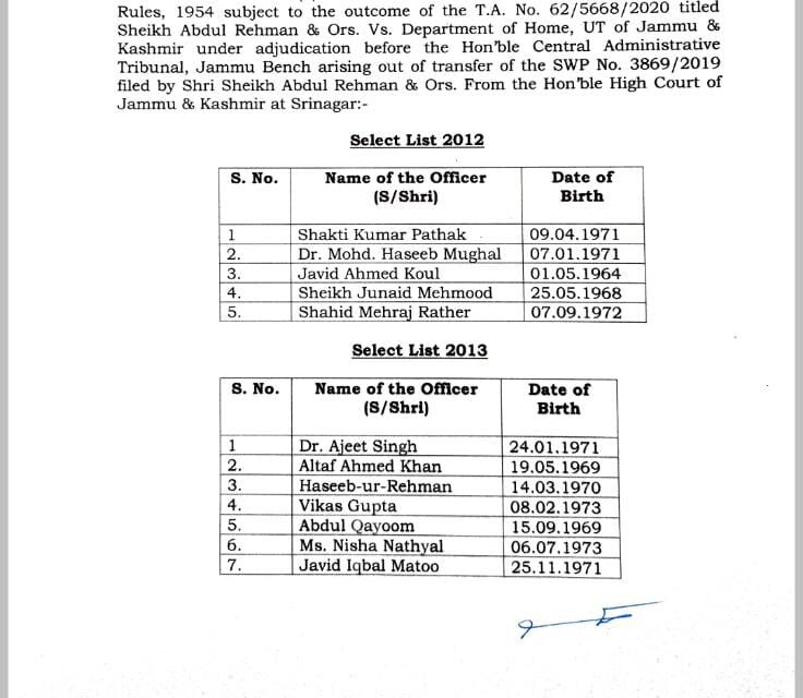 12 J&K Police Officers Appointed To IPS, Allocated J&K Under AMGMUT Cadre