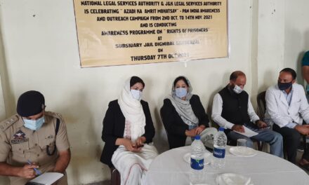 Chairperson District Legal Services Authority Ganderbal Visits Subsidiary-Jail, Dignibal Ganderbal, Presides over Legal Awreness programme on “Rights of Prisoners”.