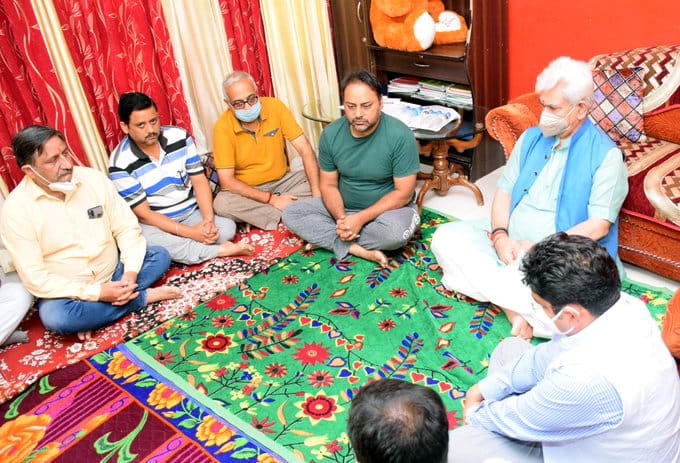Lieutenant Governor Manoj Sinha visits family of Deepak Chand