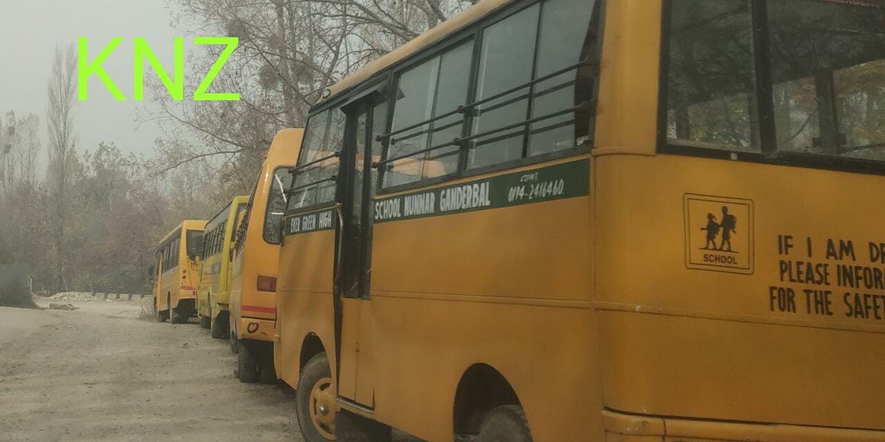 Evergreen school management parks school buses on Chappergund road to hide from eyes of authorities