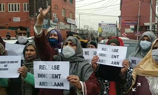Family of Srinagar youth arrested by NIA stage protest, seek his release