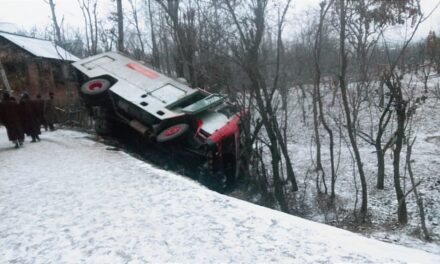 Driver and two other employees injured after fire tender turns turtle in South Kashmir’s Pulwama